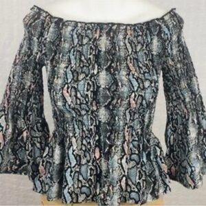Candie's Multicolor Snake Print Off-Shoulder Blouse